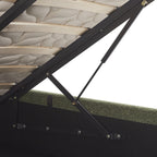 Suzon - Lit Coffre Adulte avec Tête de Lit Matelassée en Tissu Bouclé - Vert
