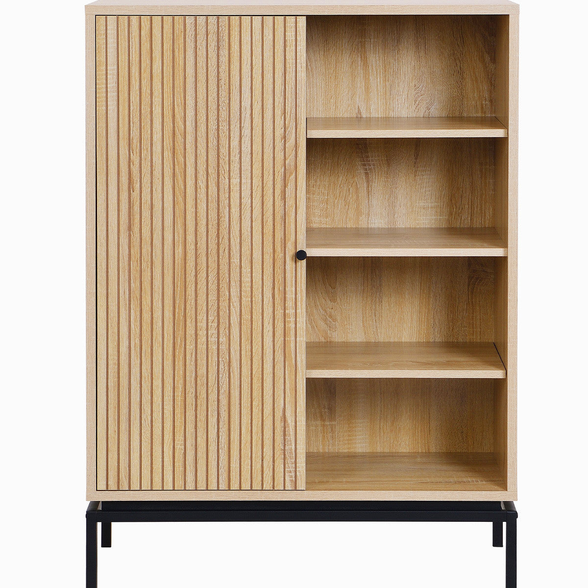 Talia - Bibliothèque 1 Porte 4 Niches Effet 80 cm - Bois