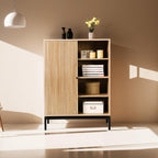 Talia - Bibliothèque 1 Porte 4 Niches Effet 80 cm - Bois