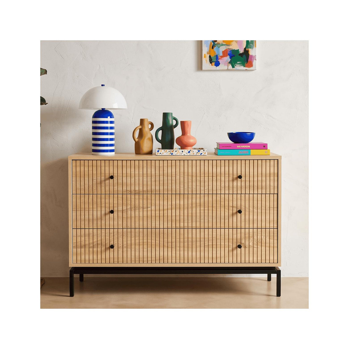 Talia - Commode 3 Tiroirs Effet 105 cm - Bois