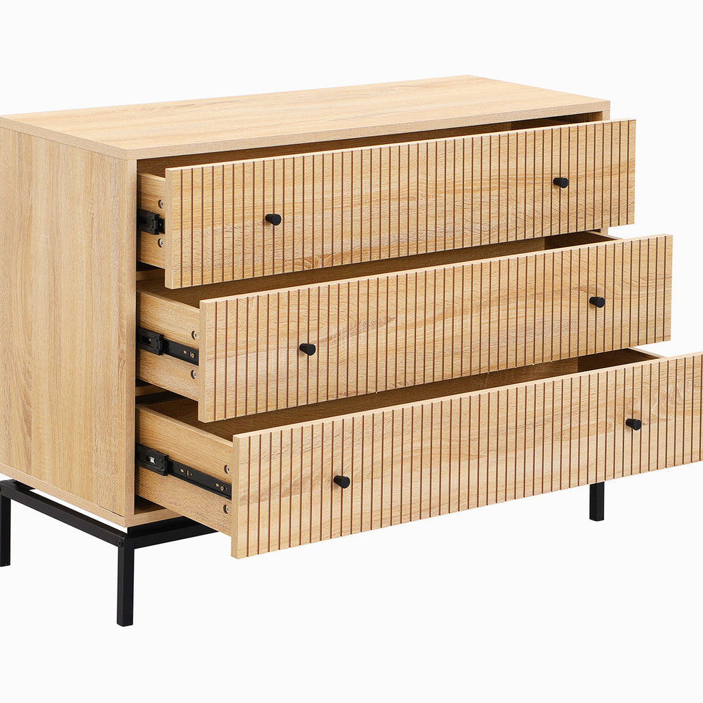 Talia - Commode 3 Tiroirs Effet 105 cm - Bois