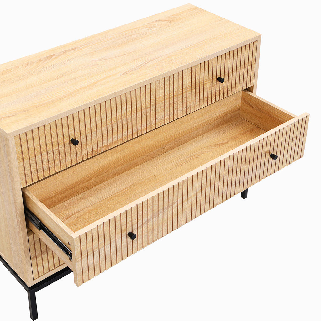 Talia - Commode 3 Tiroirs Effet 105 cm - Bois
