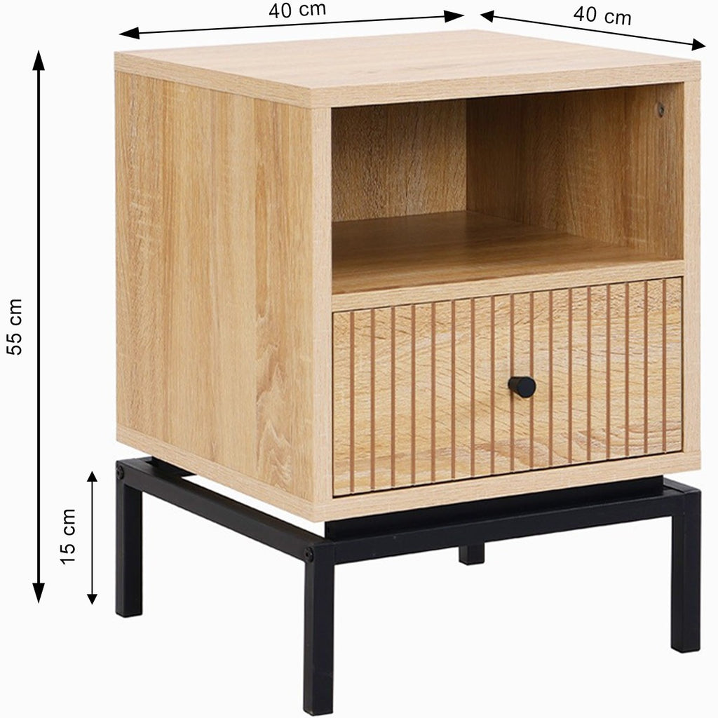 Talia - Table de Chevet 1 Tiroir Effet 40 cm - Bois