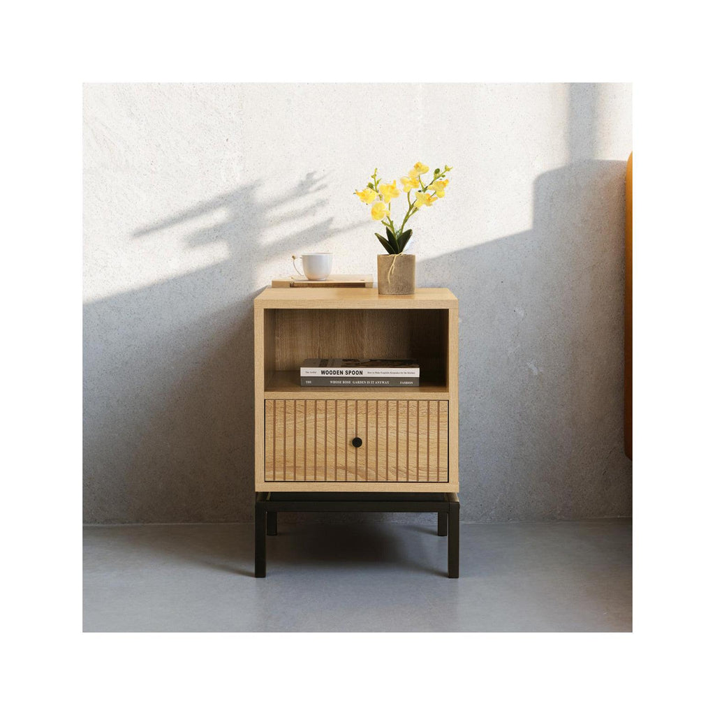 Talia - Table de Chevet 1 Tiroir Effet 40 cm - Bois