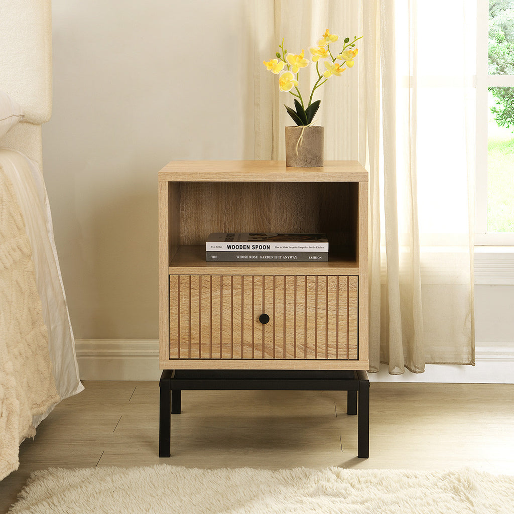 Talia - Table de Chevet 1 Tiroir Effet 40 cm - Bois