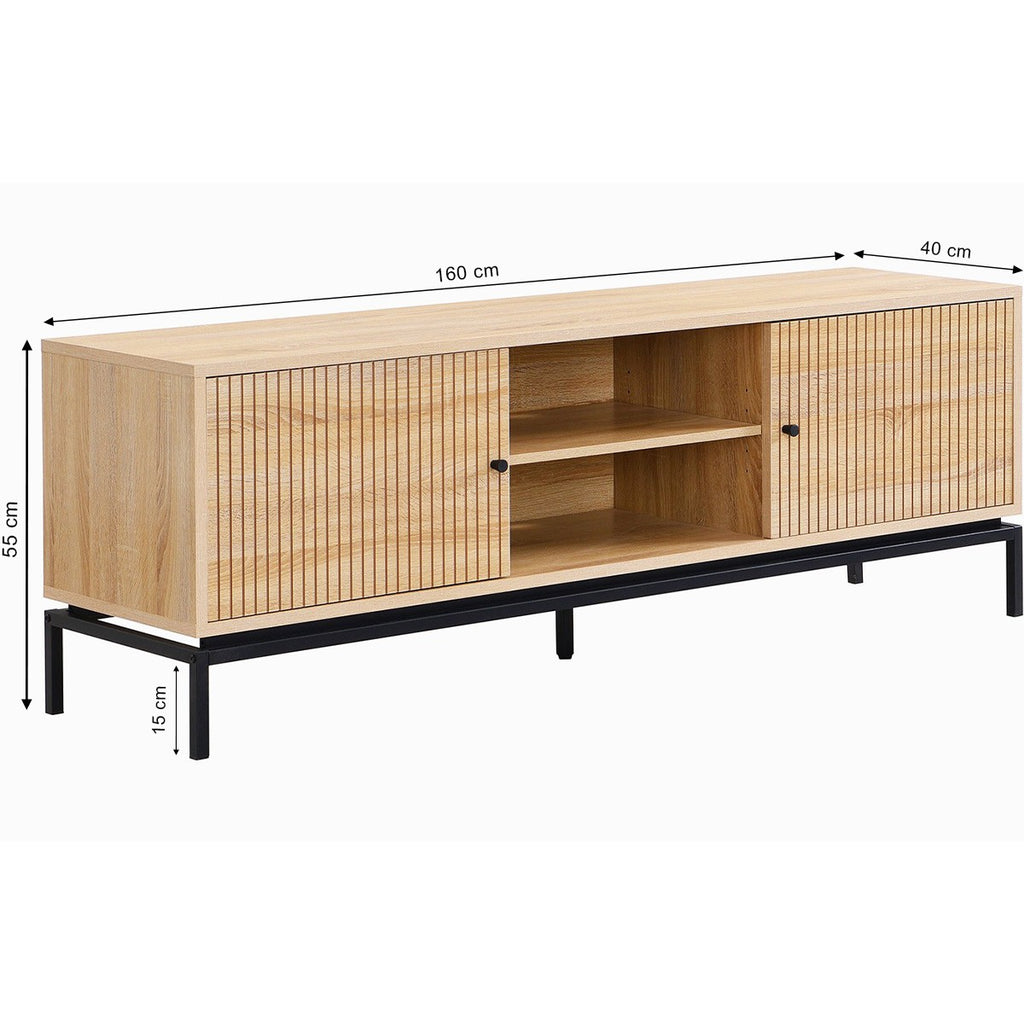 Talia - Meuble TV 2 Portes Effet 160 cm - Bois