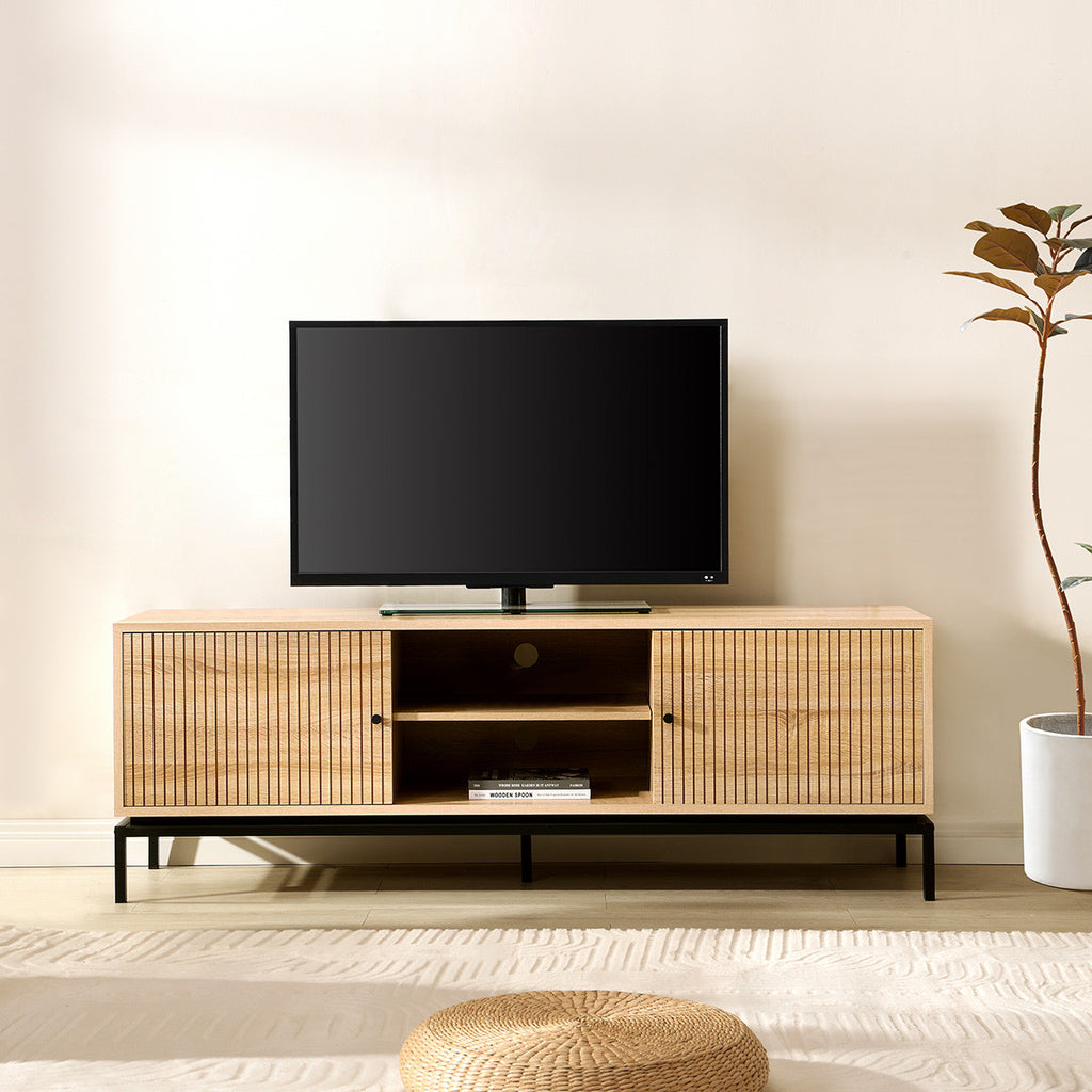 Talia - Meuble TV 2 Portes Effet 160 cm - Bois