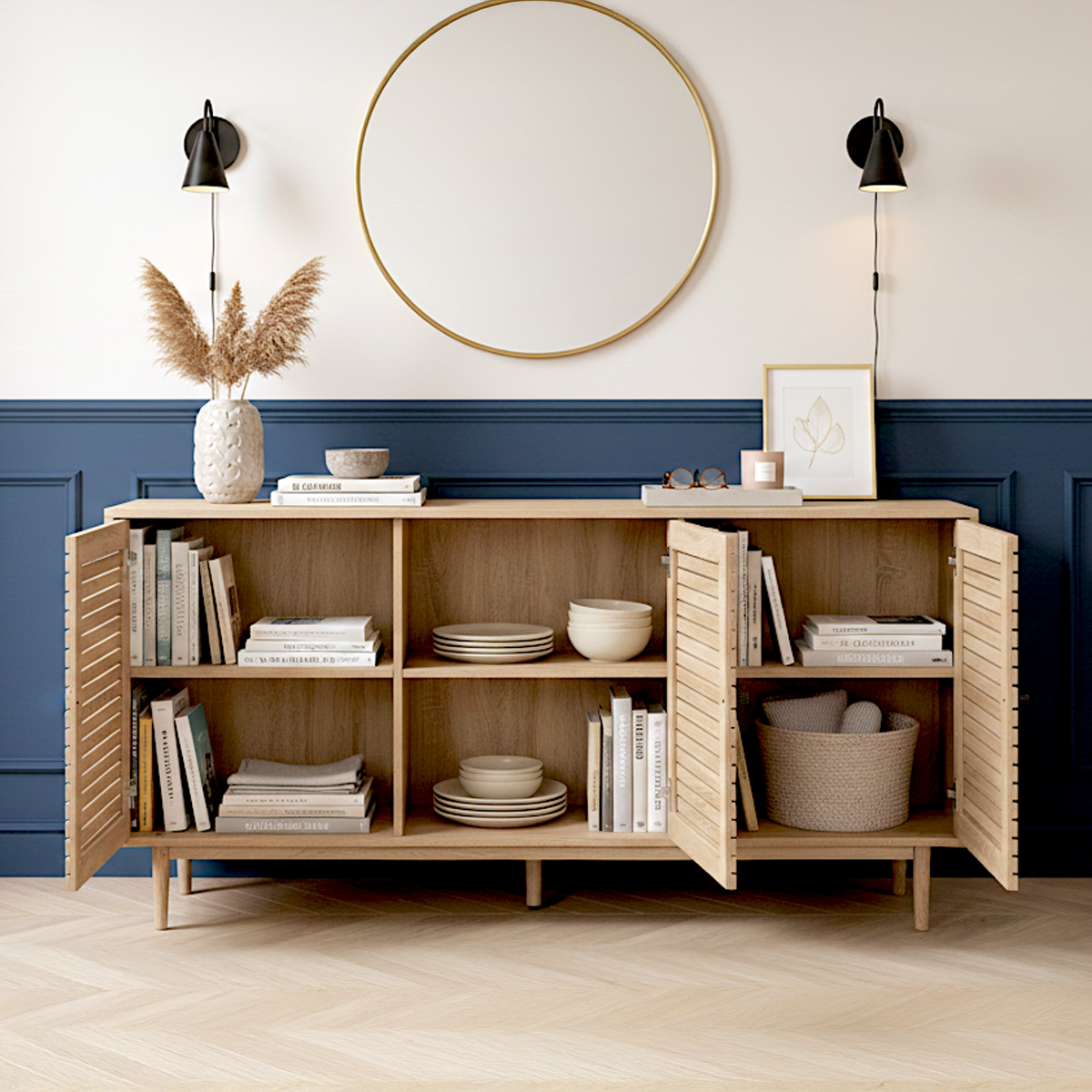 Tivoli - Buffet 3 Portes Couleur Chêne 160 cm - Bois