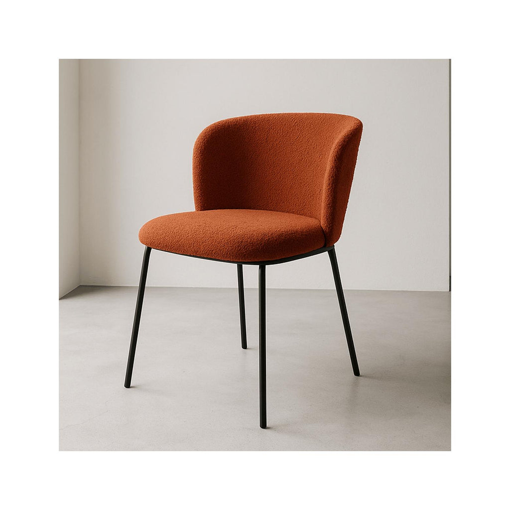 Toma - Lot de 2 Chaises en Tissu Bouclé - Rouille