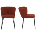 Toma - Lot de 2 Chaises en Tissu Bouclé - Rouille
