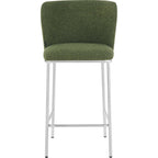 Toma - Lot de 2 Tabourets de Bar en Tissu Bouclé, Piètement Chromé - Vert