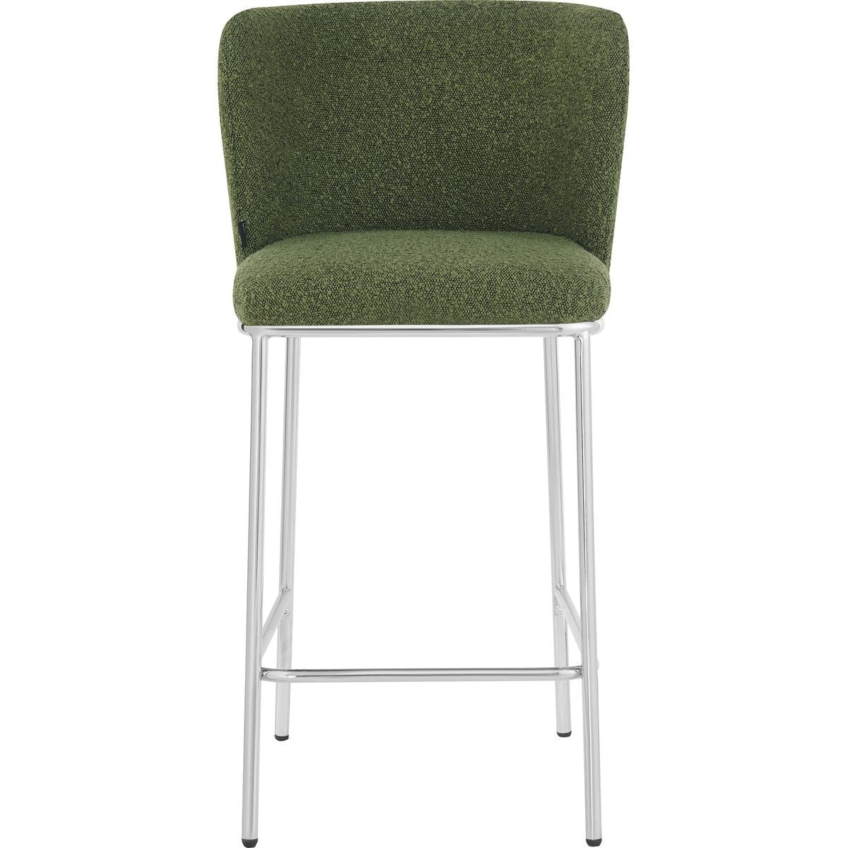 Toma - Lot de 2 Tabourets de Bar en Tissu Bouclé, Piètement Chromé - Vert