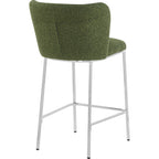 Toma - Lot de 2 Tabourets de Bar en Tissu Bouclé, Piètement Chromé - Vert
