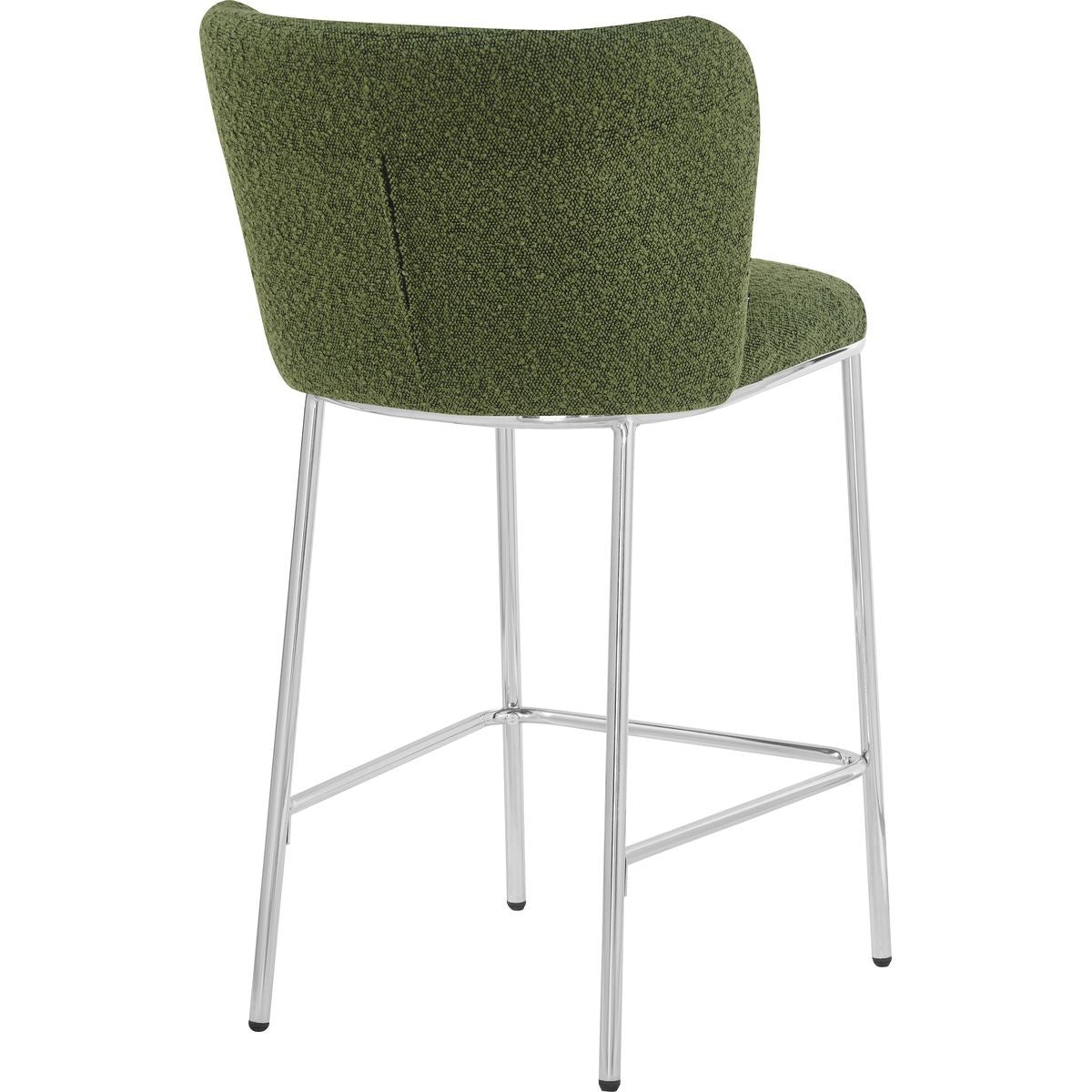 Toma - Lot de 2 Tabourets de Bar en Tissu Bouclé, Piètement Chromé - Vert