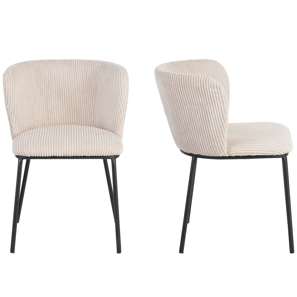Toma - Lot de 2 Chaises en Velours Côtelé - Beige
