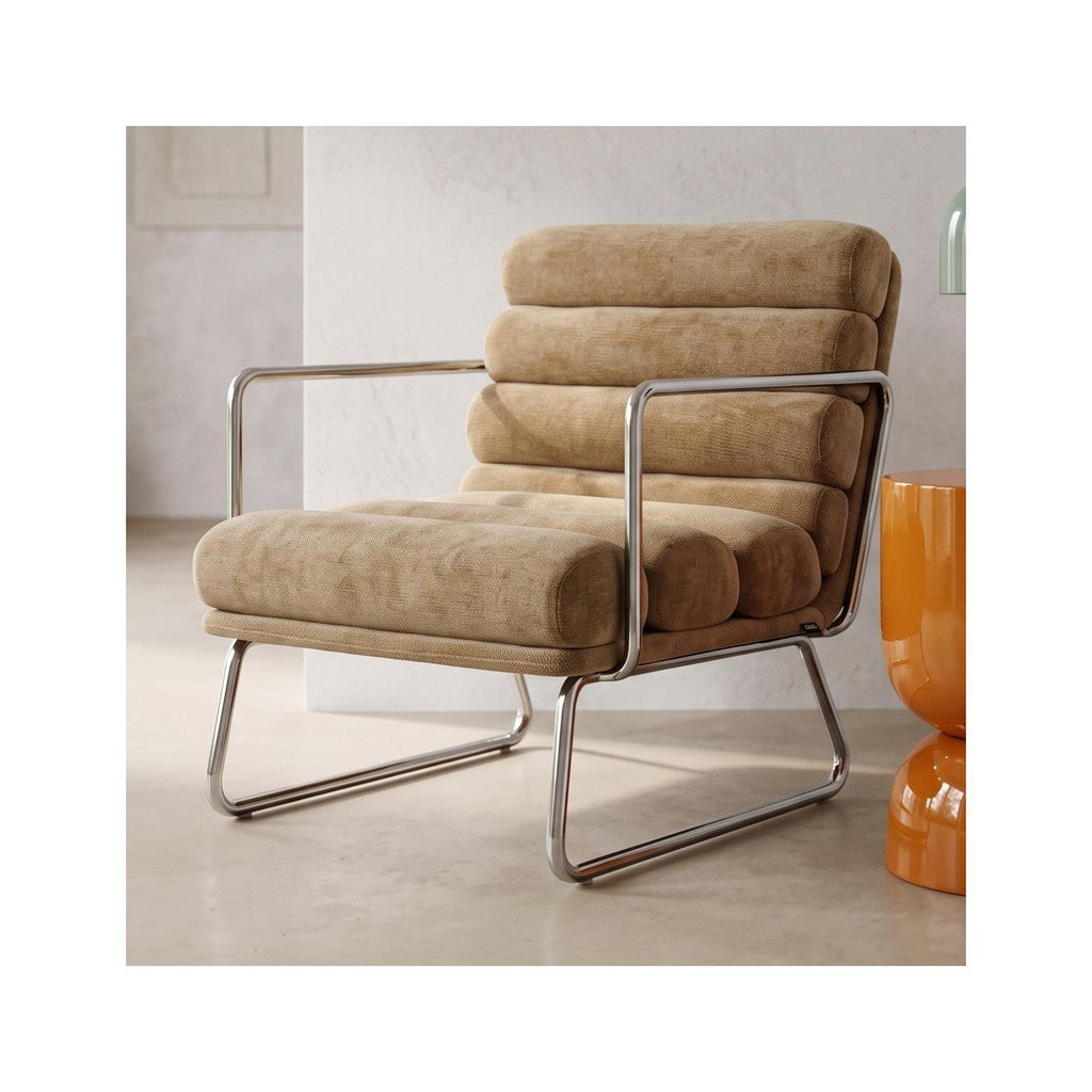 Vania - Fauteuil en Tissu Chenille - Miel