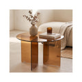 Vibe - Table Basse Ronde en Verre Trempé Caramel Ø60 cm - Marron