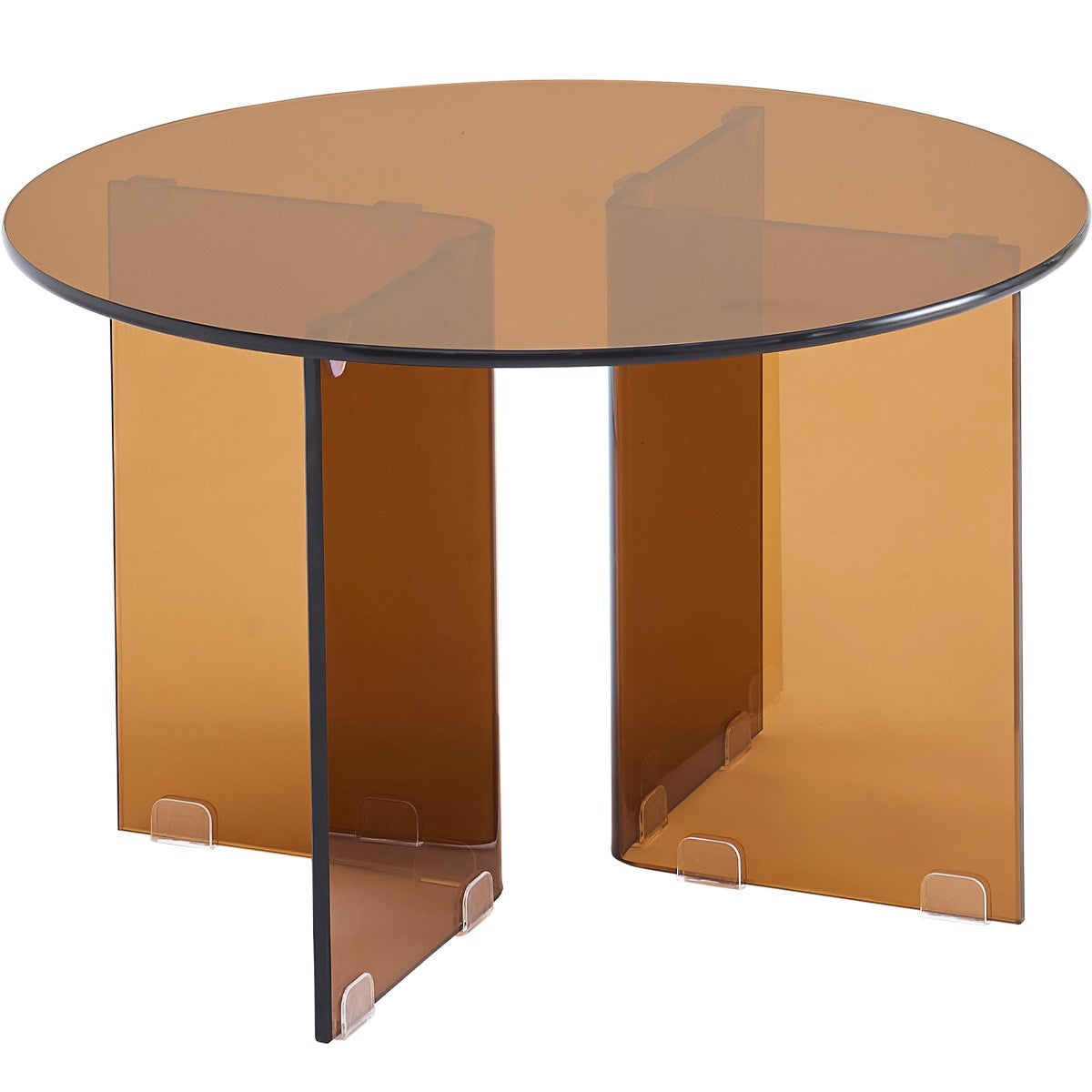 Vibe - Table Basse Ronde en Verre Trempé Caramel Ø60 cm - Marron