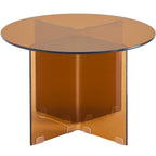 Vibe - Table Basse Ronde en Verre Trempé Caramel Ø60 cm - Marron