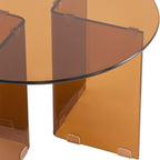 Vibe - Table Basse Ronde en Verre Trempé Caramel Ø60 cm - Marron