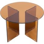 Vibe - Table Basse Ronde en Verre Trempé Caramel Ø60 cm - Marron