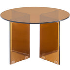 Vibe - Table Basse Ronde en Verre Trempé Caramel Ø60 cm - Marron