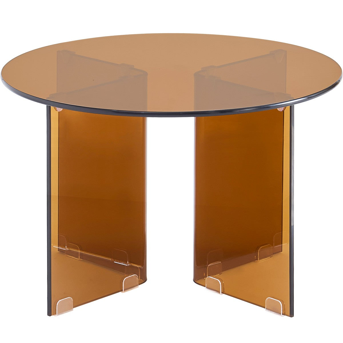 Vibe - Table Basse Ronde en Verre Trempé Caramel Ø60 cm - Marron