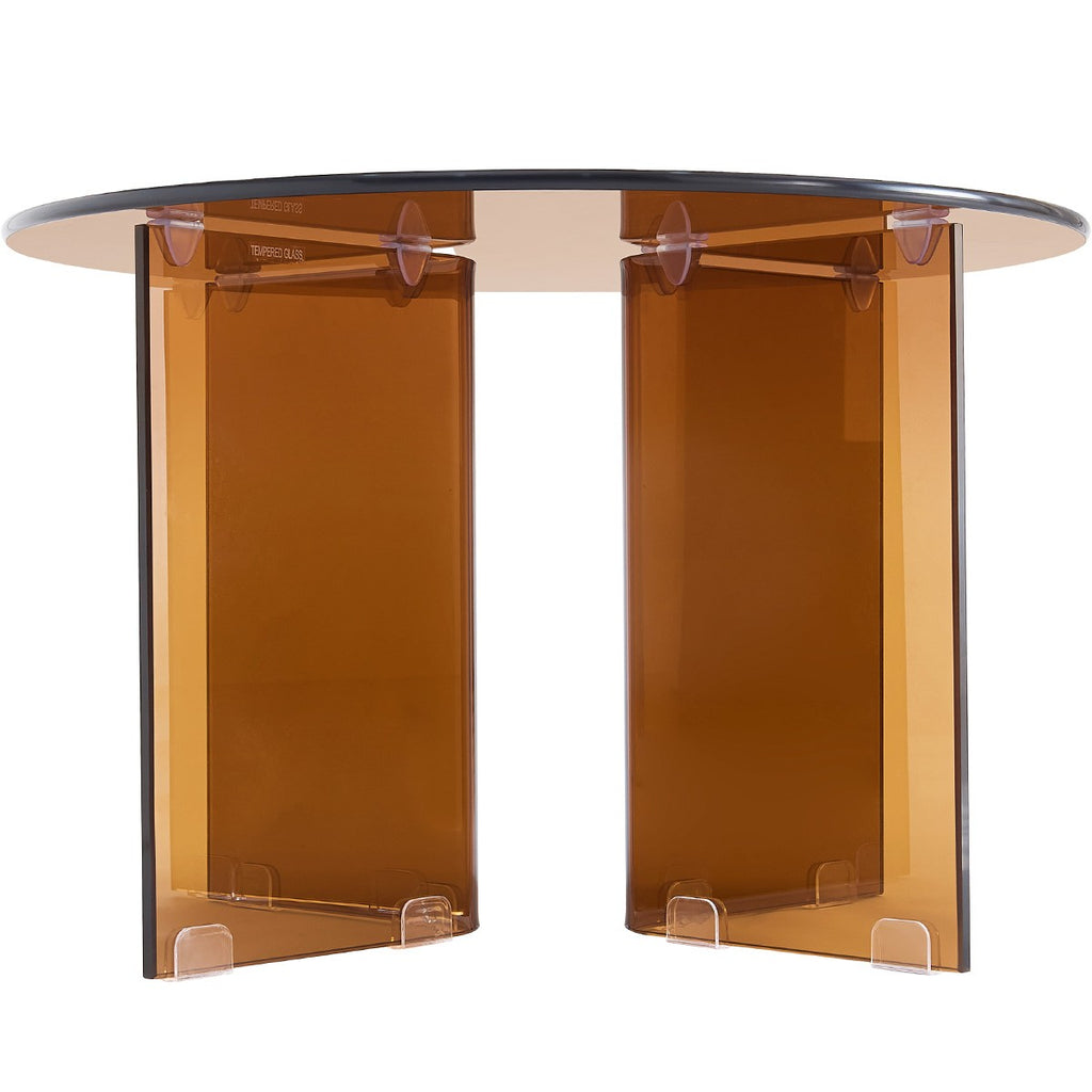 Vibe - Table Basse Ronde en Verre Trempé Caramel Ø60 cm - Marron