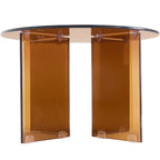 Vibe - Table Basse Ronde en Verre Trempé Caramel Ø60 cm - Marron