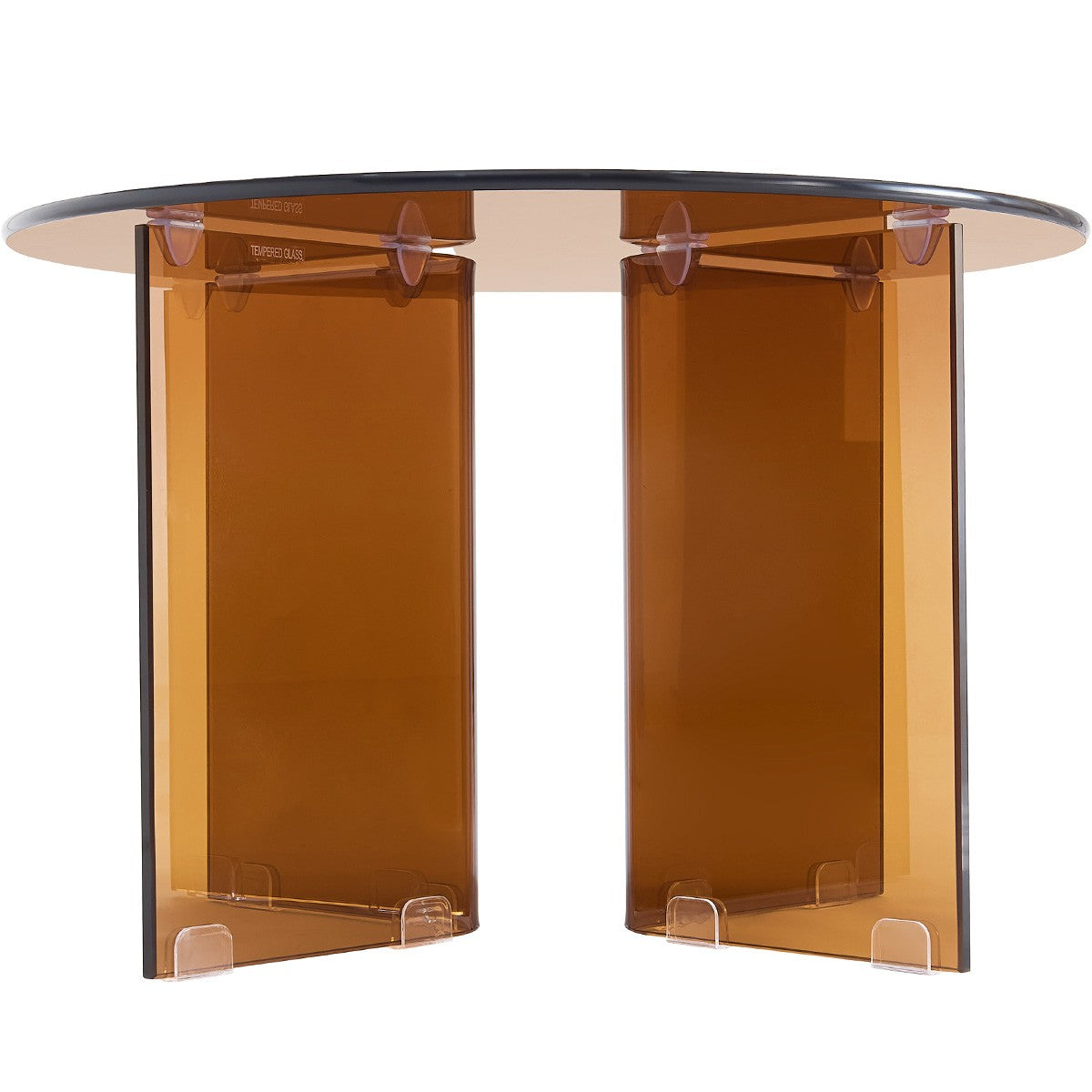 Vibe - Table Basse Ronde en Verre Trempé Caramel Ø60 cm - Marron