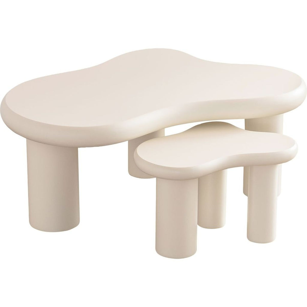 Wave - Lot de 2 Tables Basses Organiques Gigognes - Beige