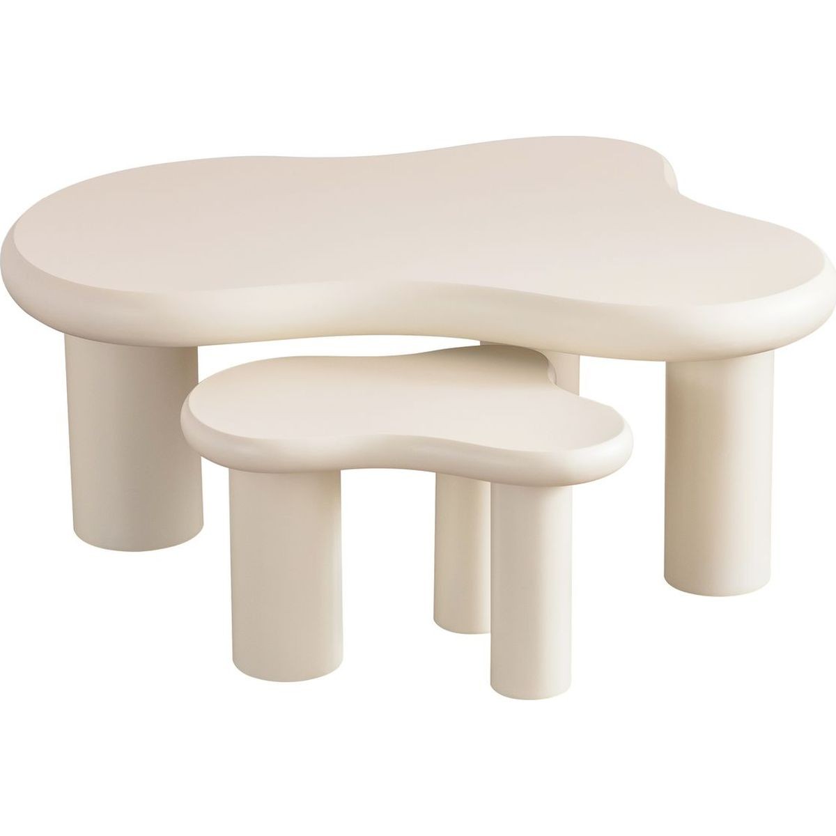 Wave - Lot de 2 Tables Basses Organiques Gigognes - Beige
