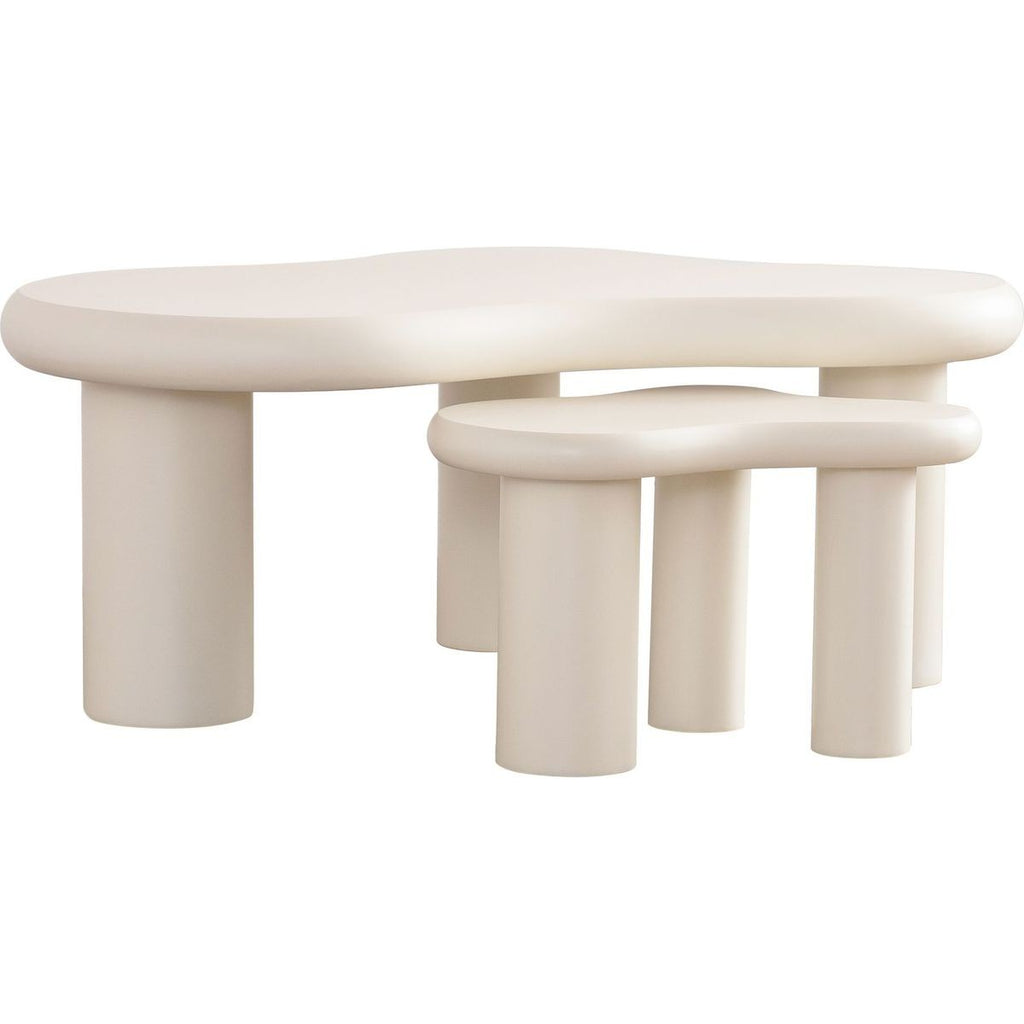 Wave - Lot de 2 Tables Basses Organiques Gigognes - Beige