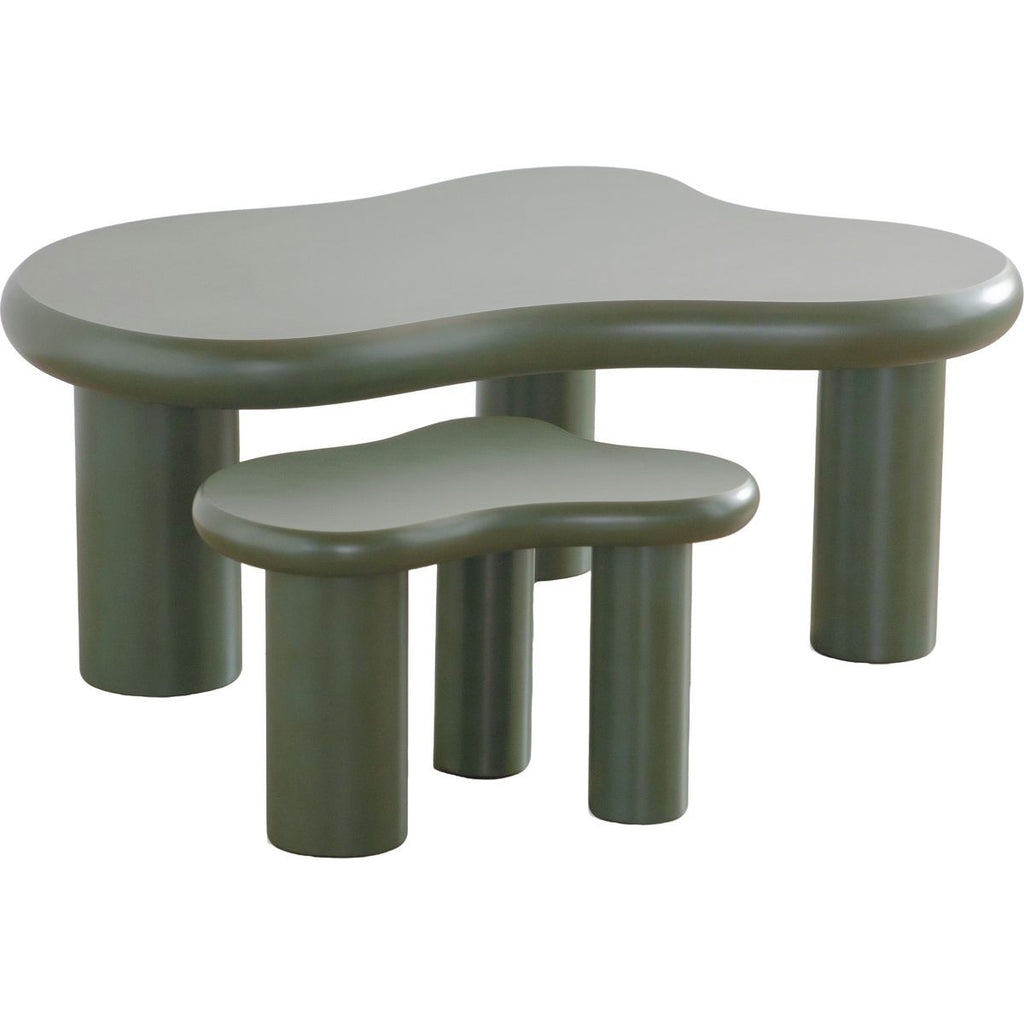 Wave - Lot de 2 Tables Basses Organiques Gigognes Mat - Vert