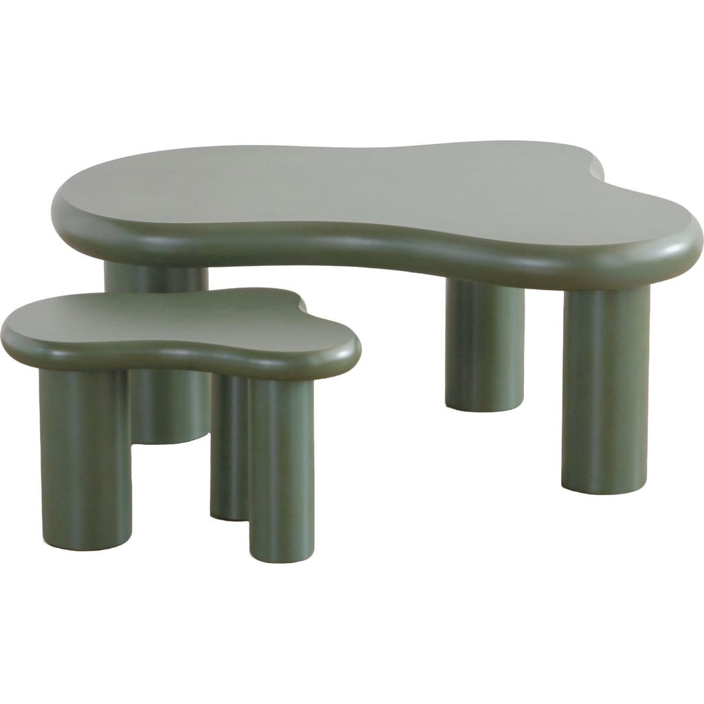 Wave - Lot de 2 Tables Basses Organiques Gigognes Mat - Vert
