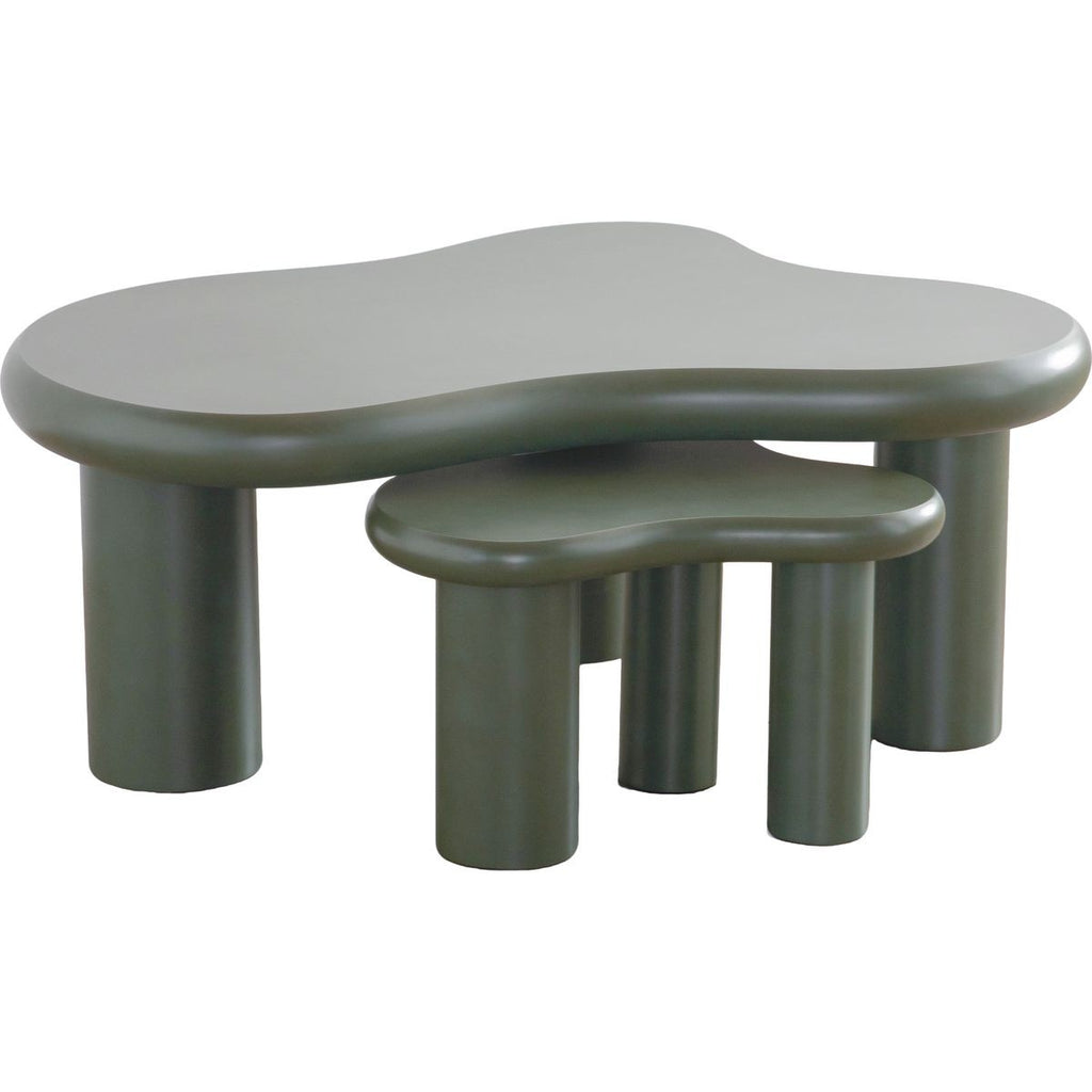 Wave - Lot de 2 Tables Basses Organiques Gigognes Mat - Vert
