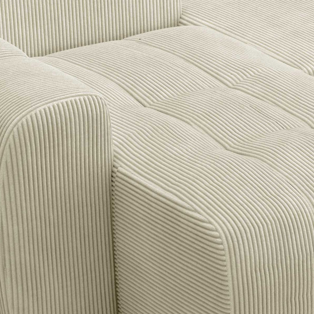 Alba - Canapé Panoramique Convertible 6 Places en Velours Côtelé - Beige