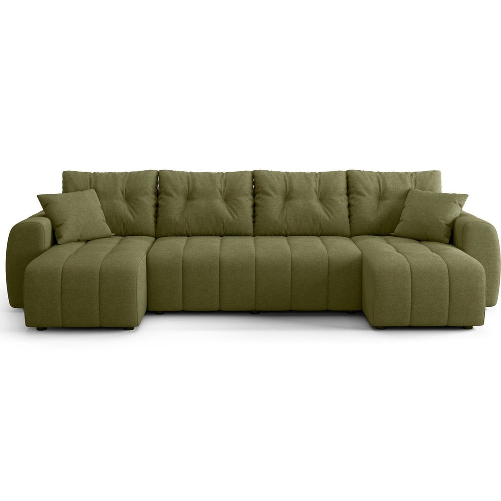 Alba - Divano Panoramico Letto - Tessuto Ciniglia - Verde Oliva