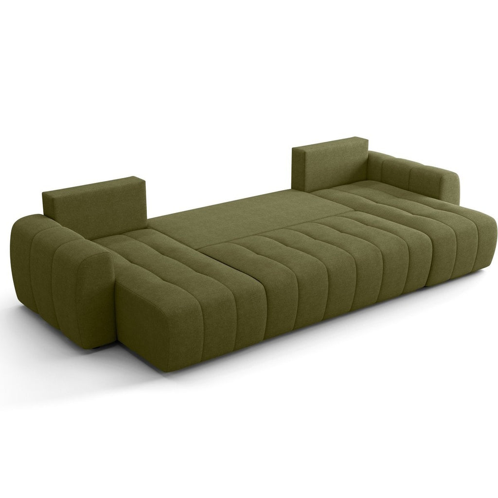 Alba - Divano Panoramico Letto - Tessuto Ciniglia - Verde Oliva