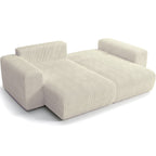 Amara - Canapé d'Angle Convertible Réversible 3 Places en Velours Côtelé - Beige