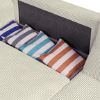 Amara - Canapé d'Angle Convertible Réversible 3 Places en Velours Côtelé - Beige