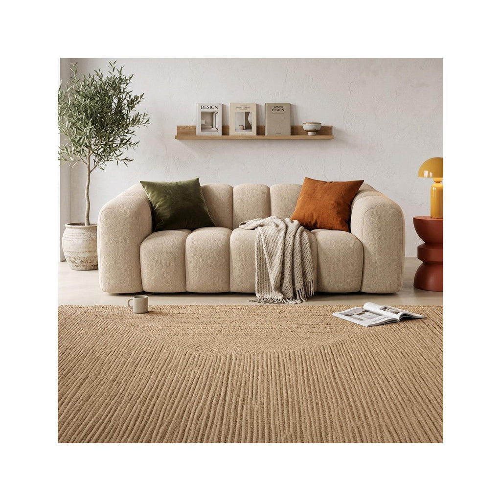 Belleville - Canapé Capitonné 3 Places en Tissu Chenille - Taupe