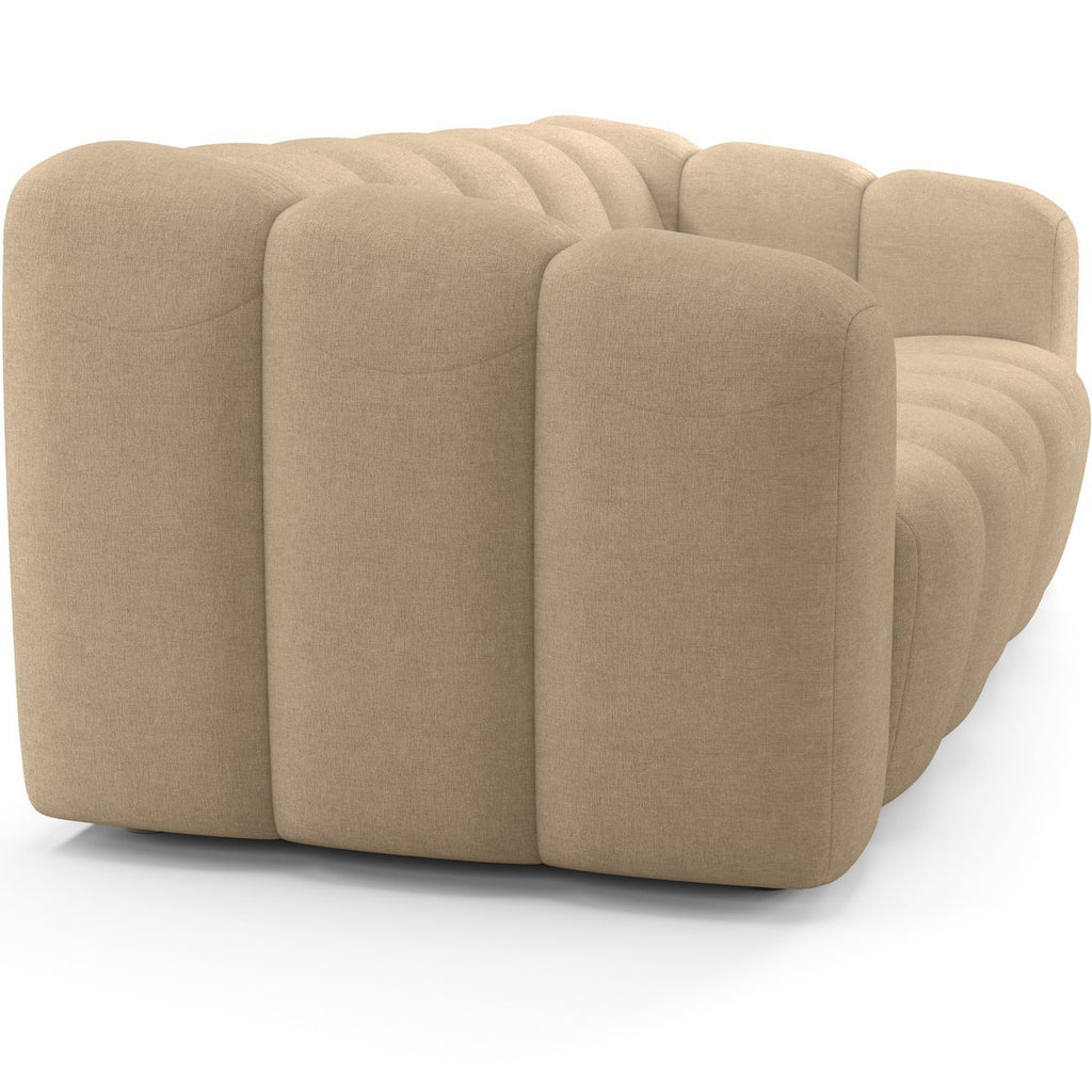 Belleville - Canapé Capitonné 3 Places en Tissu Chenille - Taupe