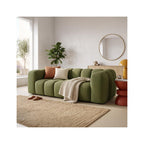 Belleville - Canapé Capitonné 3 Places en Tissu Chenille - Vert Olive