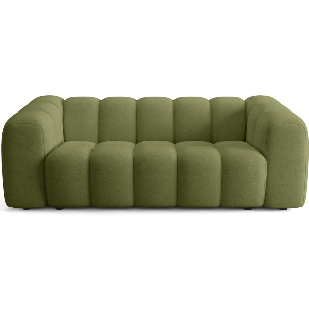 Belleville - Canapé Capitonné 3 Places en Tissu Chenille - Vert Olive