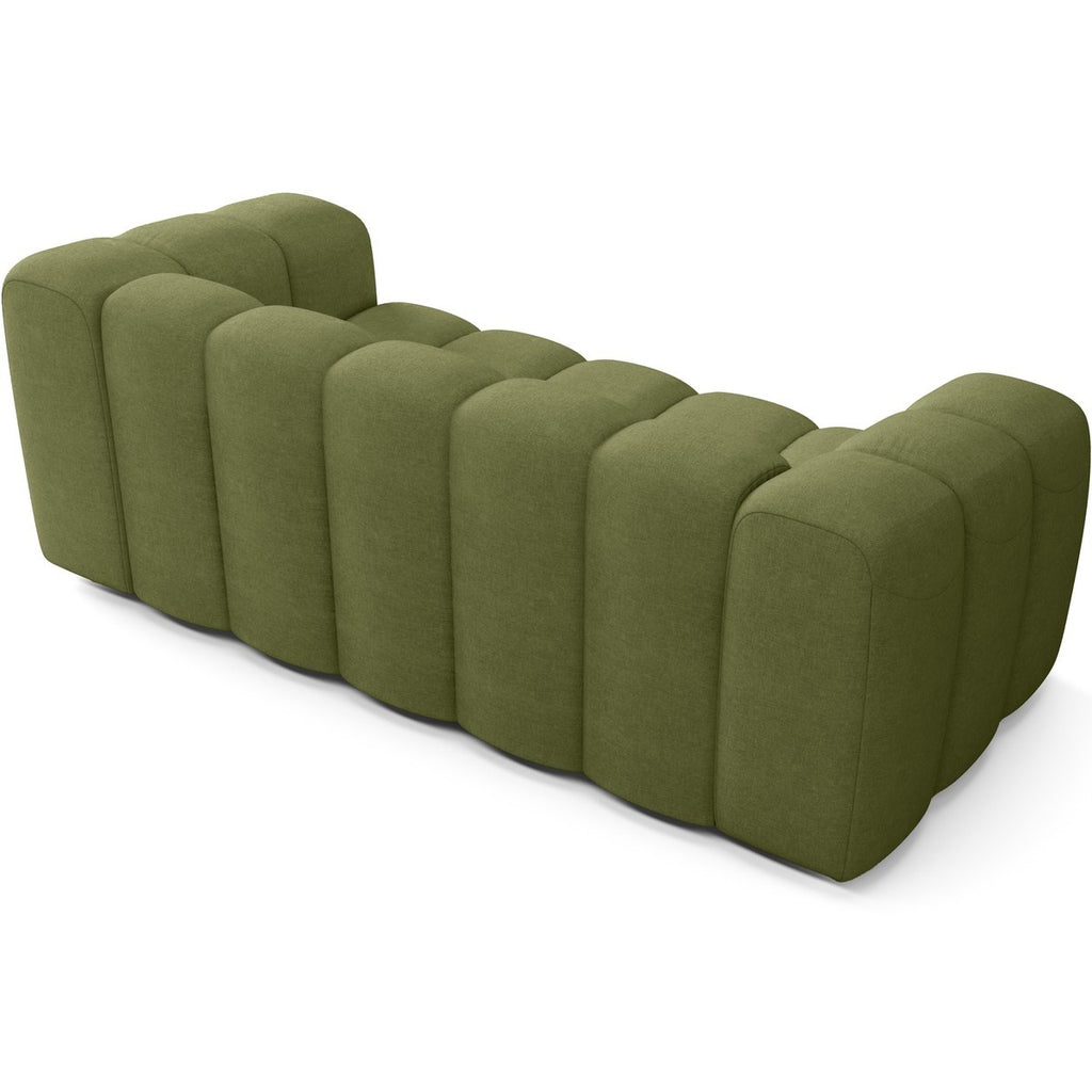 Belleville - Canapé Capitonné 3 Places en Tissu Chenille - Vert Olive