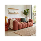 Belleville - Canapé Capitonné 3 Places en Tissu Chenille - Terracotta