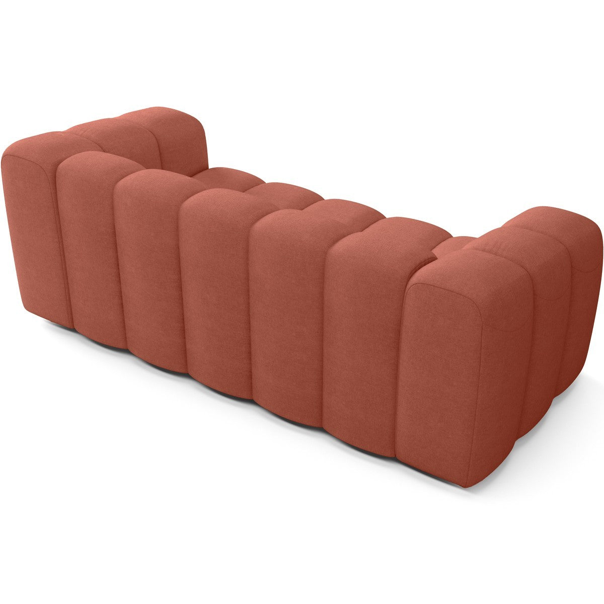 Belleville - Canapé Capitonné 3 Places en Tissu Chenille - Terracotta