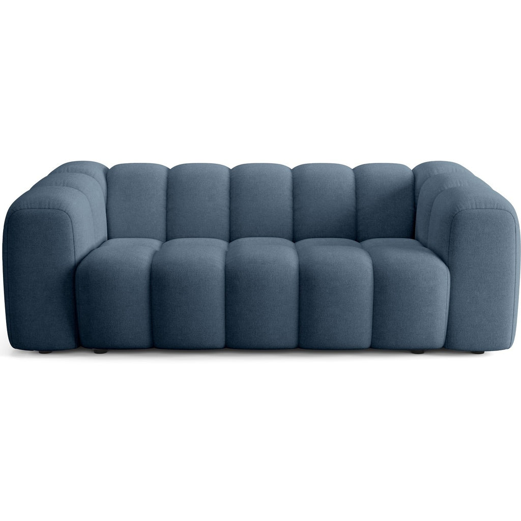 Belleville - Canapé Capitonné 3 Places en Tissu Chenille - Bleu Foncé