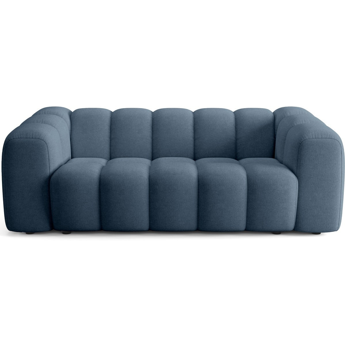 Belleville - Canapé Capitonné 3 Places en Tissu Chenille - Bleu Foncé